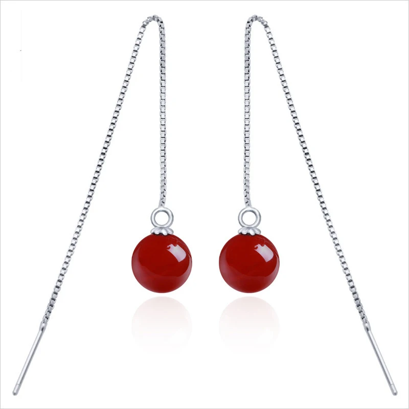 925 Sterling Silver Red Beads Long Ear Line Drop Earrings For Women 2019 Bijoux Fashion Jewelry
925 Sterling Silver Red Beads Long Ear Line Drop Earrings For Women 2019 Bijoux Fashion Jewelry