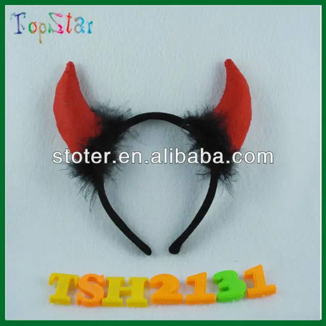 led flashing party red devil horns headband