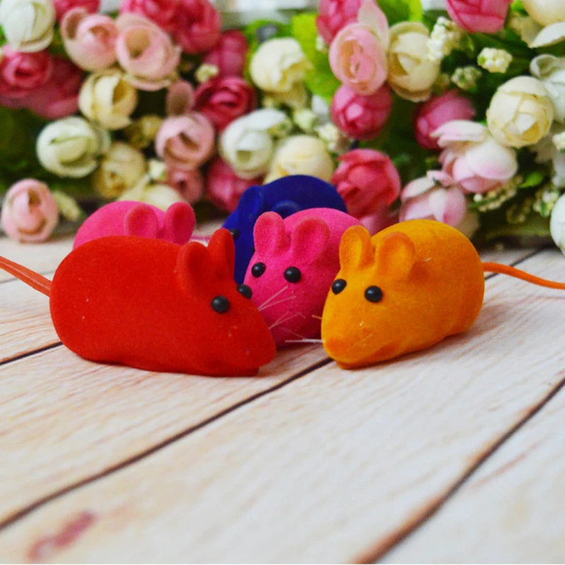 OnnPnnQ Mini Soft Fleece False Mouse Cat Dog Toys Feather Funny Playing Training Toys For Cats Puppy Pet Supplies Squeak Toys2