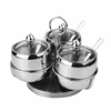 SUS 304 Stainless Steel Sugar jar Bowls with glass Lid & spoon sets