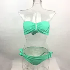 Fashion solid color U Steel ring custom bandeau bikini swimsuit