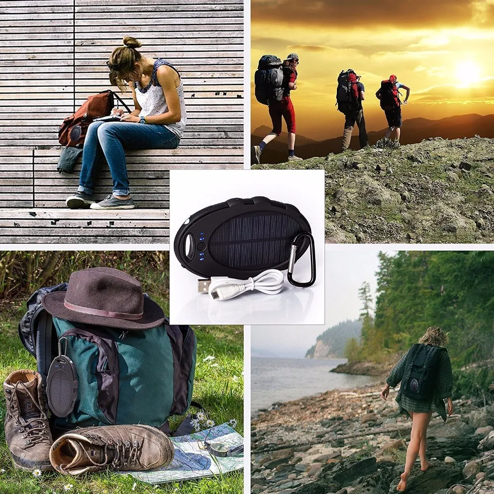 High quality custom Colorful Oval Waterproof USB Portable Solar Power Bank with LED light - ANKUX.COM