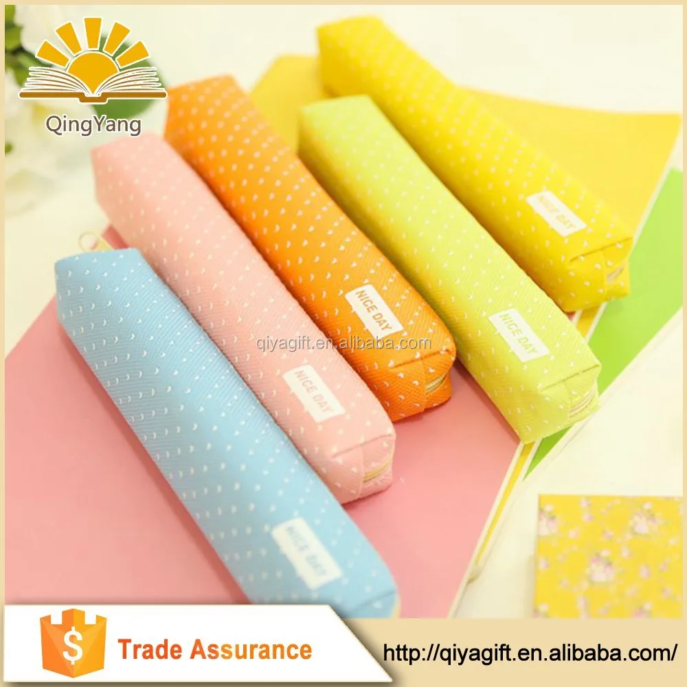wenzhou cangnan clear cheap cute rainbow color canvas pencil case for school