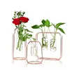 Handmade Rose Gold Iron Tabletop Decoration Small Clear Glass Tube Flower Vases