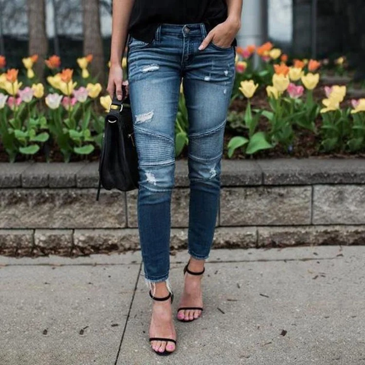 Free Shipping Piped Frayed Denim Pants Stretch Skinny Distressed Moto Women Jeans, Dark blue light blue
Free Shipping Piped Frayed Denim Pants Stretch Skinny Distressed Moto Women Jeans, Dark blue light blue