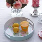 H.L. HOME 13 inch round melamine sandwich tray in pink color rose white blue decal