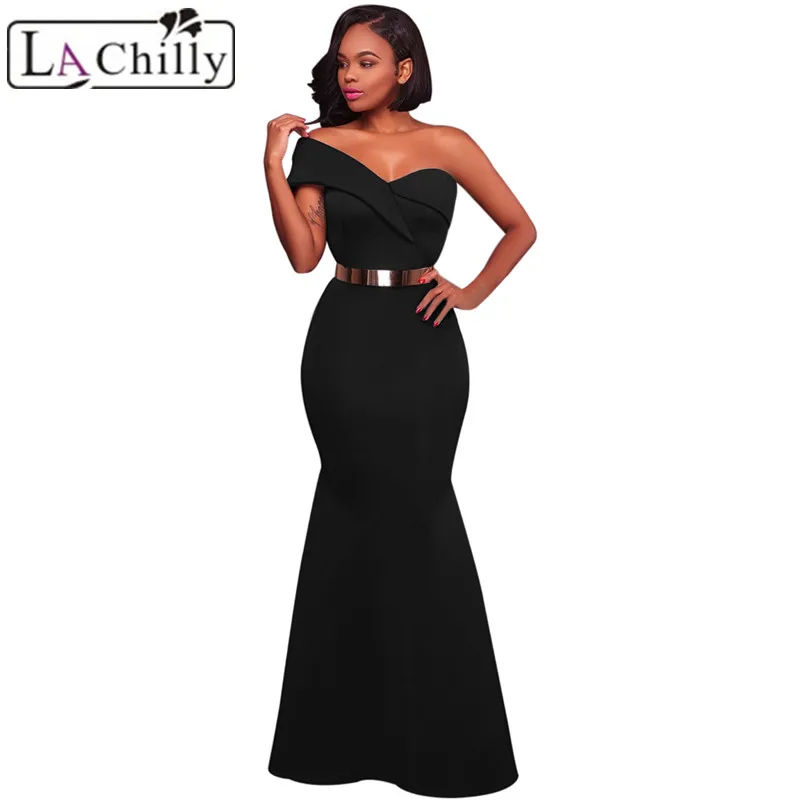 Black-Sexy-One-Shoulder-Ponti-Gown-LC61774-2