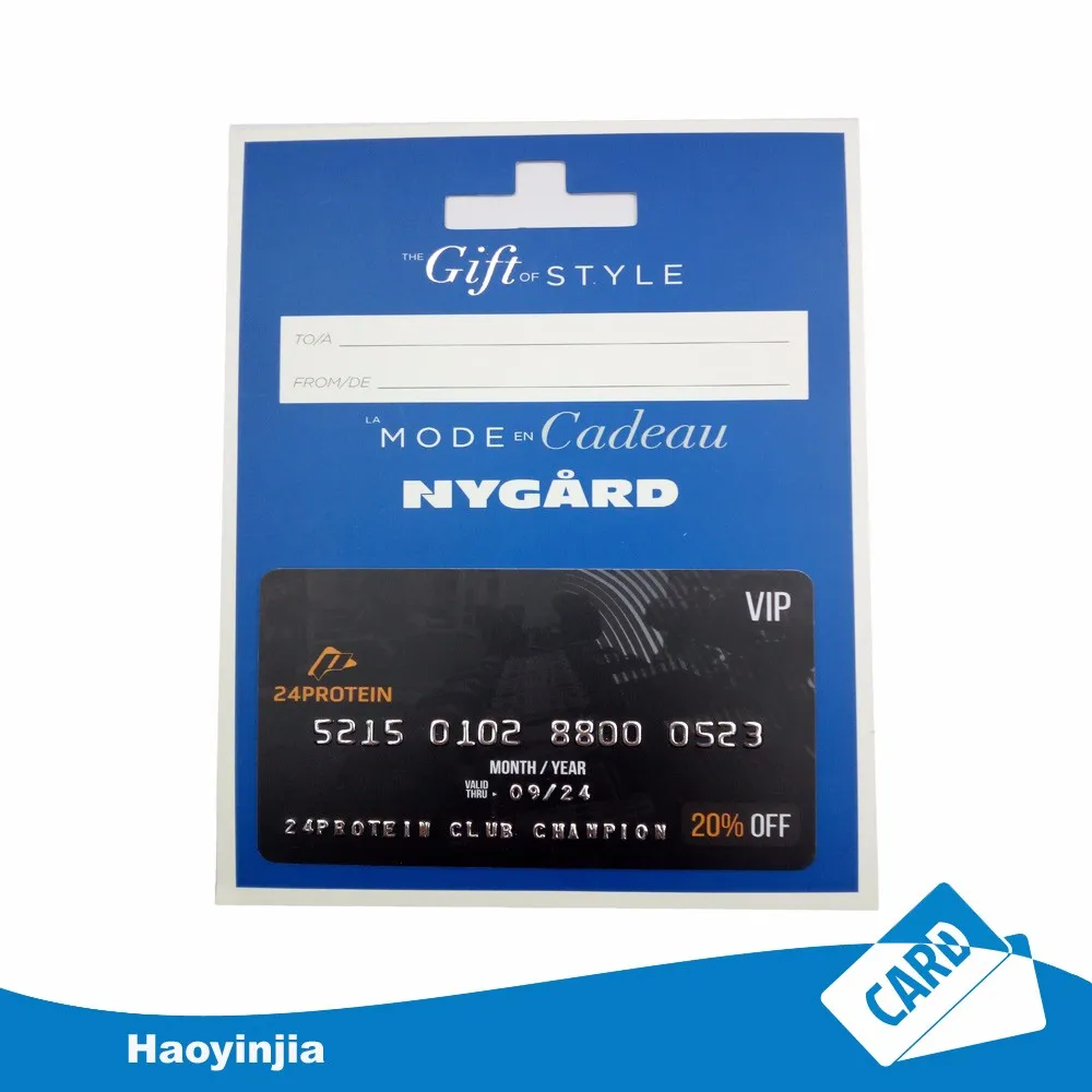 cr80 customized pvc gift loyalty barcode card with backer/holder