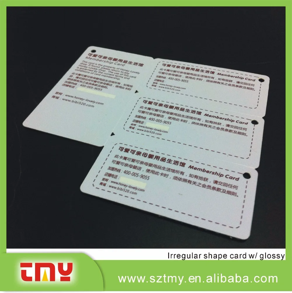 non-standard size pvc plastic gift card with slot hole