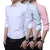 Discount walson Fashion Brand Mens Shirt Long Sleeve Casual Dress Shirts Solid Color Work Wear Man