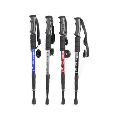 Telescopic durable trekking pole lightweight hiking stick 3 section aluminum walking cane with adjustable nylon strap