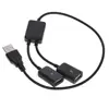 30cm USB 2.0 A male to Double USB 2.0 A female Y splitter hub cable Black color