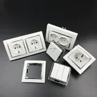 Logo Customization Wall Socket Switch EU Standard Iran Russia Germany Type Electric Wall Socket and Switch