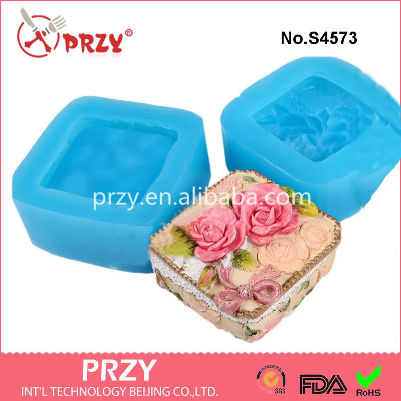 S4573 Rose Square Box silicone soap mold (1)