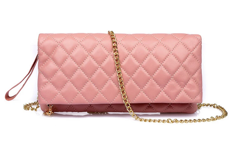 Guaranteed 100% genuine leather Women handbags quilting chequer patter sheepskin leather bag 2015 new fashion brand name clutch