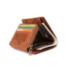 High Quality oem Crazy Horse Card Zipper Bifold Wallet Travel Mens Rfid Genuine Real Pure Leather Wallet For Men