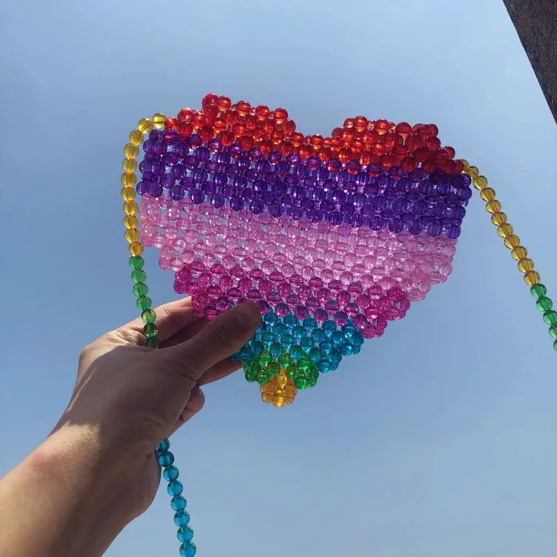Ins The Same Paragraph Rainbow Package 2021 New Handmade Beaded Heart-shaped Contrast Color Woven Cross-body Travel Bag
Ins The Same Paragraph Rainbow Package 2021 New Handmade Beaded Heart-shaped Contrast Color Woven Cross-body Travel Bag