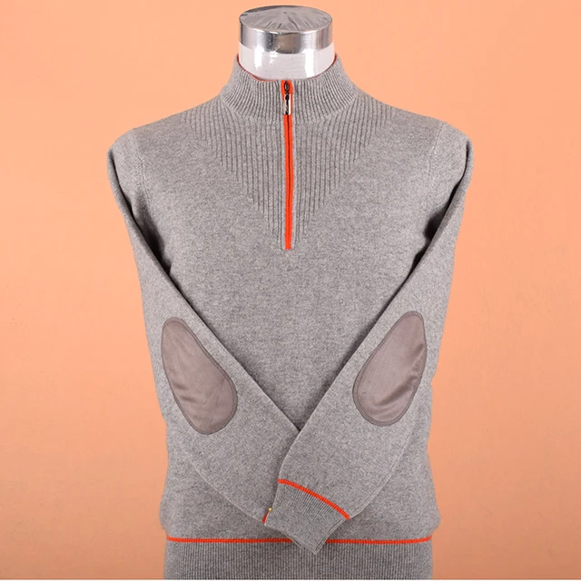 fashion patch cashmere sweater for men 2017 winter male half