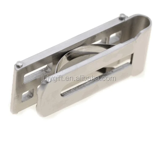 Metal spring loaded money clip with custom design