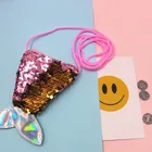 TOPSTHINK Mermaid tail shape coin bag shining pieces novelty wallet portable Eye catching coin purse with 130 cm rope