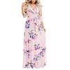 Best Quality Casual Fashion Light Pink Floral Printed Long Maxi Dress