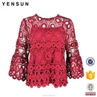 Ladies Spring Summer Autumn Elegant Lace Work wear Career Blouse and Tops for women
