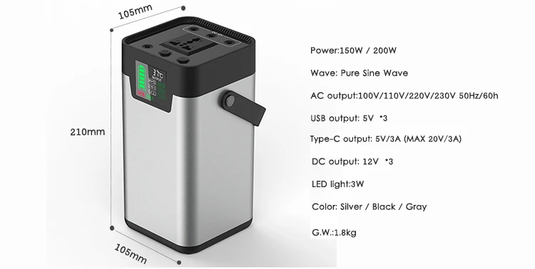 Lipower AC Outlet Power Bank 200W Portable Battery Pack Backup Power System External PowerBank - ANKUX.COM