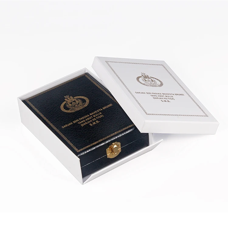 custom luxury gift box medal package velvet box for coin paper