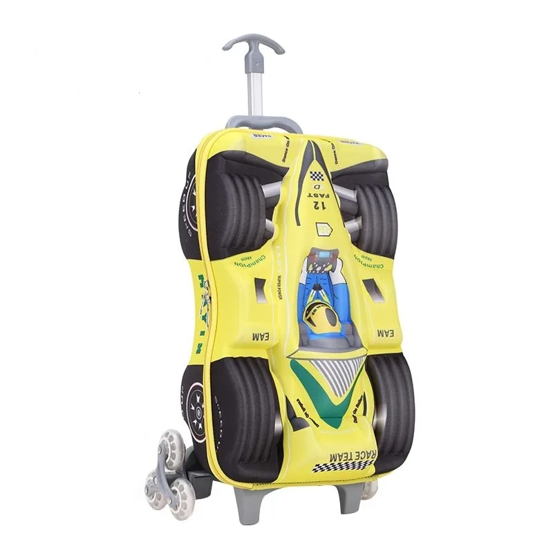 Lovely 3d cartoon printed car shaped children school bag wholesale