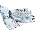 2017 100% pure silk scarf neckerchief digital printed flower pattern crepe satin plain bandana square scarf