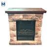 Freestanding Stone Fireplace In Home Used