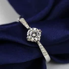 S925 silver plated heart shaped four-claw ring 0.5 carat diamond synthetic zircon