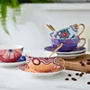 Fine Bone China Tea Cups and Saucers Set Porcelain Coffee Cup with Spoon