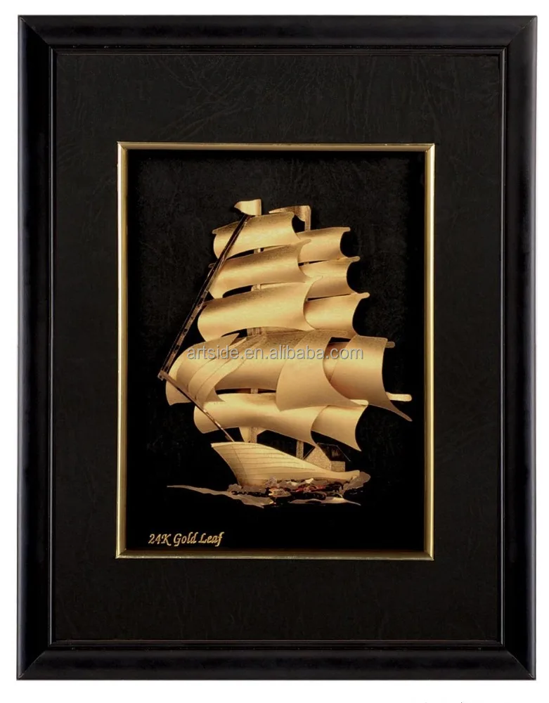 24 К к лист из золотой фольги парус лодка изображение высокое качество Украшенные 3d золотая фольга фото рамки
