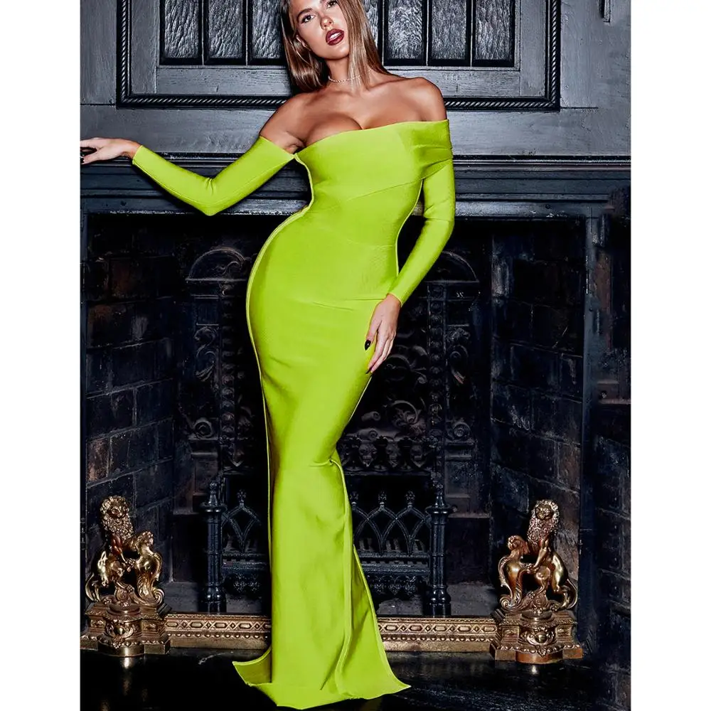 2019 OEM New Arrival Long Sleeves Off Shoulder Prom Dresses Women Celebrity Evening Candy Green Bodycon Bandage Dresses
2019 OEM New Arrival Long Sleeves Off Shoulder Prom Dresses Women Celebrity Evening Candy Green Bodycon Bandage Dresses