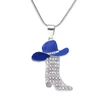 Enamel Color White Crystal Cowboys Cowgirls Hat Boot Shoe Pendant Snake Chain Necklaces Western Country Souvenir Jewelry Gifts