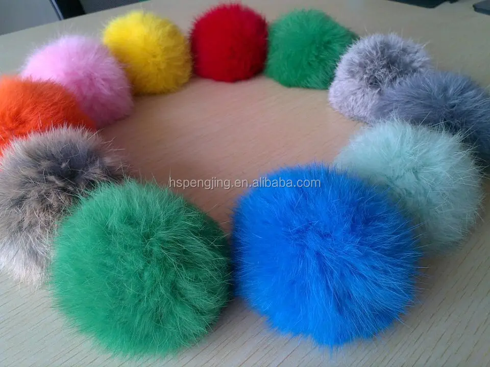 多色とかわいい100％pompom本物のウサギの毛皮の装飾のための仕入れ・メーカー・工場