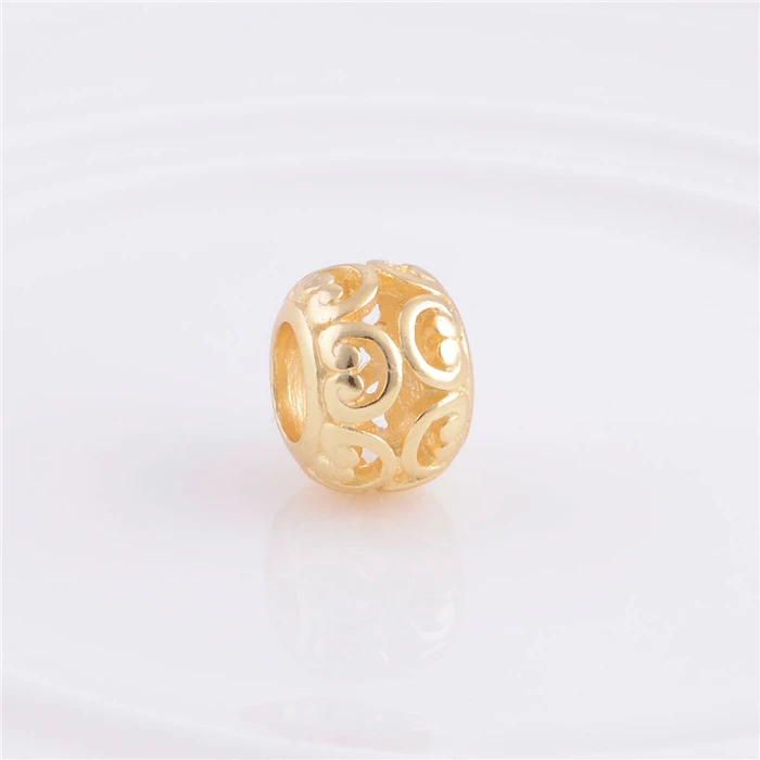 2015 New 18K Gold Plated Hollow Lucky Flower Slide Beads, Jewelry Fits for European Bracelets Necklaces GP068