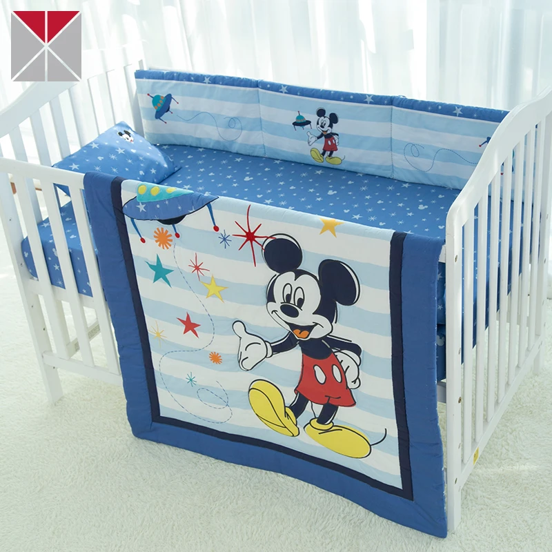 Cartoon Printing Toddler 100 Cotton Mickey Mouse Baby Bedding Set