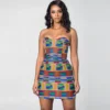 2019 Summer Fashionable Ladies Slim Fit African Kitenge Fancy Wax Print Designs Sleeveless Sexy Women Dress