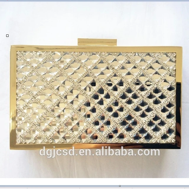 high-end custom gold hollow metal mesh clutch purse