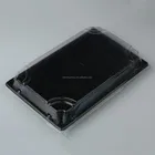 Black 1000ml pp plastic food tray with lid, black square disposable plastic sushi tray with lid