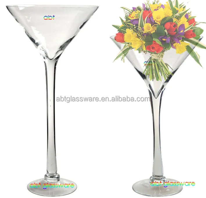 Offre Spéciale mariage grand clair martini vase en verre pour centres de table en gros