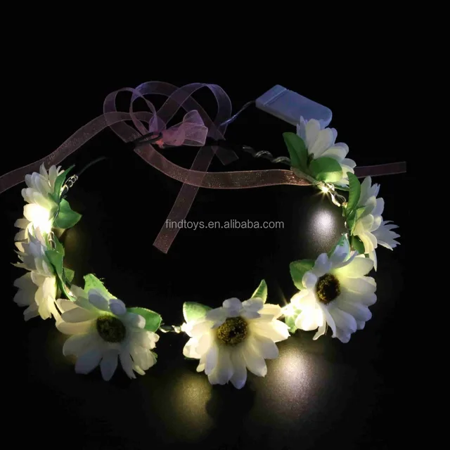 headband rainbow led flashing floral flower headband for wedding