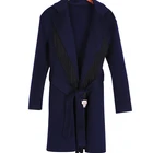 tasseled navy wool coat fringe trim women fashion style