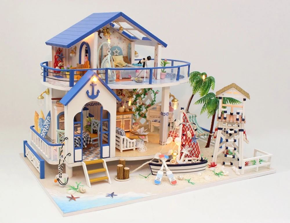 Miniature Diy Doll House Wooden Miniature Handmade Dollhouses Furniture Kit Handmade Toys For Children Girl Gift Legend Blue Sea (3)