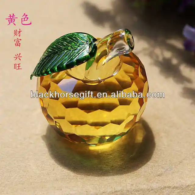 diamond cut crystal apple figurine apple shape decoration for