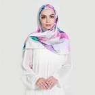Digital Printed Watercolor Floral Design Cotton Voile Scarf Hijab
