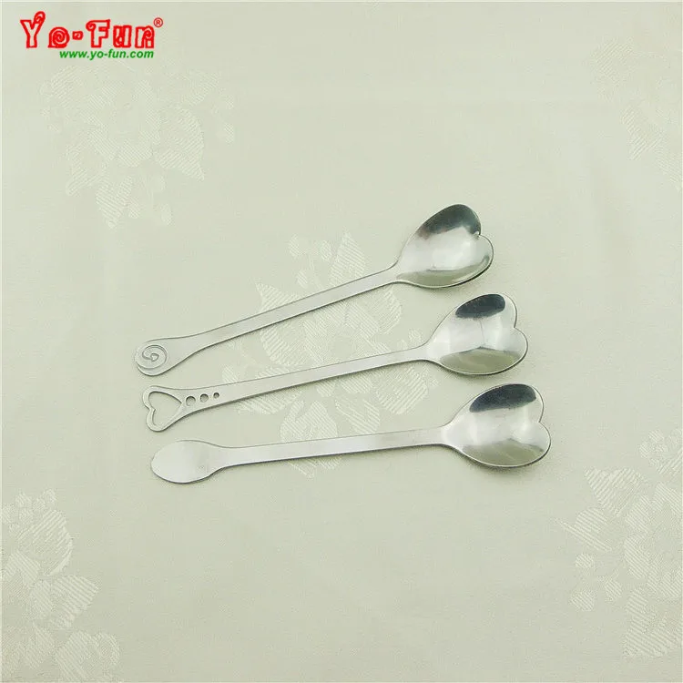 JET001 stainless steel heart apple shape wedding gift spoons for promotion