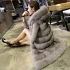 Fashion Women's Warm Long Faux Fox Fur Vest Waistcoat Hooded Sleeveless Jacket Coat